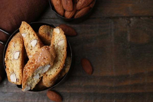 A close-up of almond biscotti